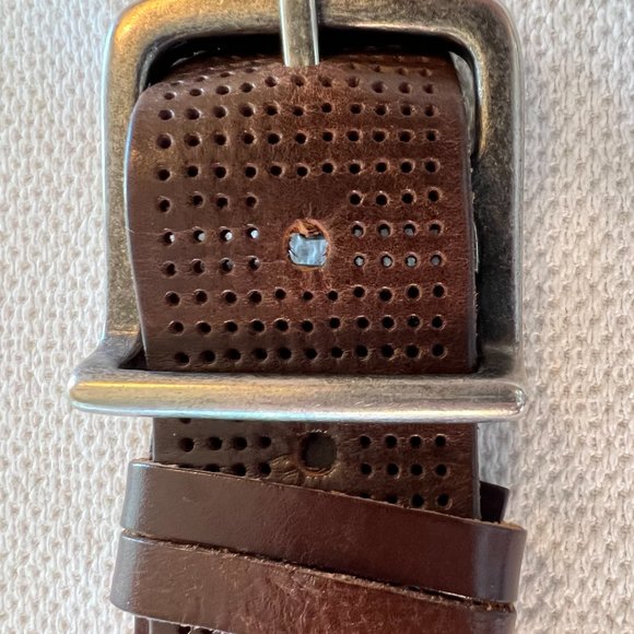 Bill Adler Perforated Brown Leather Belt for Jeans Size 36 - Picture 2 of 4